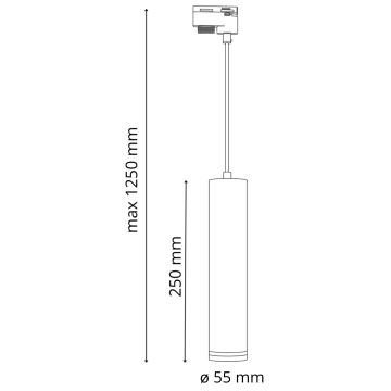 Lámpara colgante para sistema de rieles PARÍS 3xGU10/10W/230V + 1 m riel sistema blanco