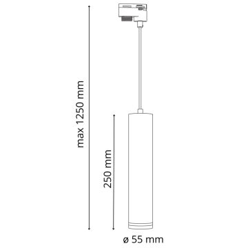 Lámpara colgante para sistema de rieles PARÍS 3xGU10/10W/230V + 1 m riel sistema negro