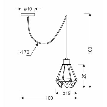 Lámpara colgante PRIMO 1xE27/60W/230V negro/dorado