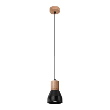 Lámpara colgante QUBIC 1xE27/60W/230V concreto/abedul/haya/negro