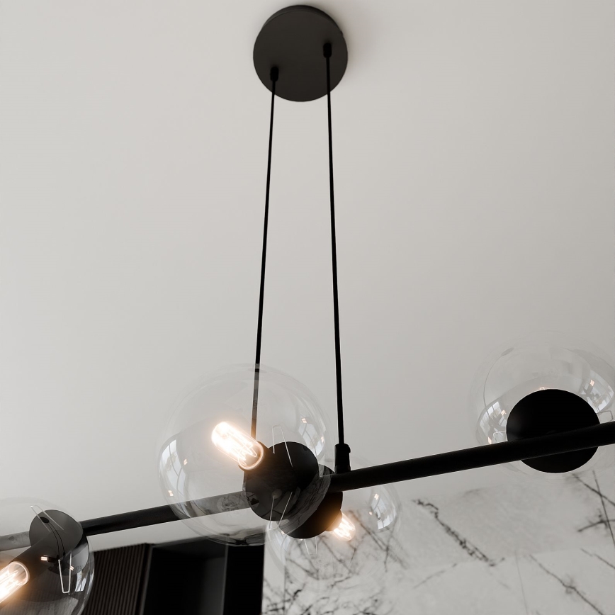 Lámpara colgante ROSSI 6xE14/10W/230V negro/transparente