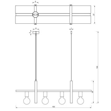 Lámpara colgante SHELF 4xE27/60W/230V