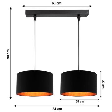 Lámpara colgante SOFIA 2xE27/60W/230V negro