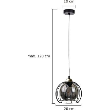 Lámpara colgante SOLO BLACK 1xE27/60W230V negro/dorado