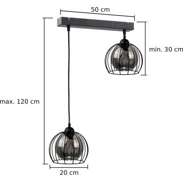 Lámpara colgante SOLO BLACK 2xE27/60W/230V