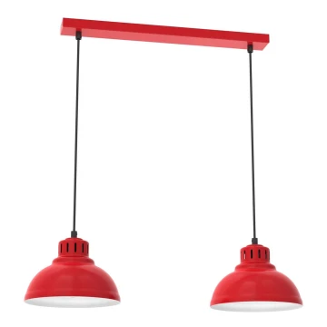 Lámpara colgante SVEN 2xE27/15W/230V rojo