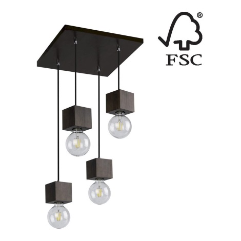 Lámpara colgante TRONGO ROUND 4xE27/60W/230V haya - Certificado FSC