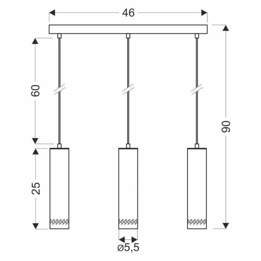 Lámpara colgante TUBO 3xGU10/25W/230V