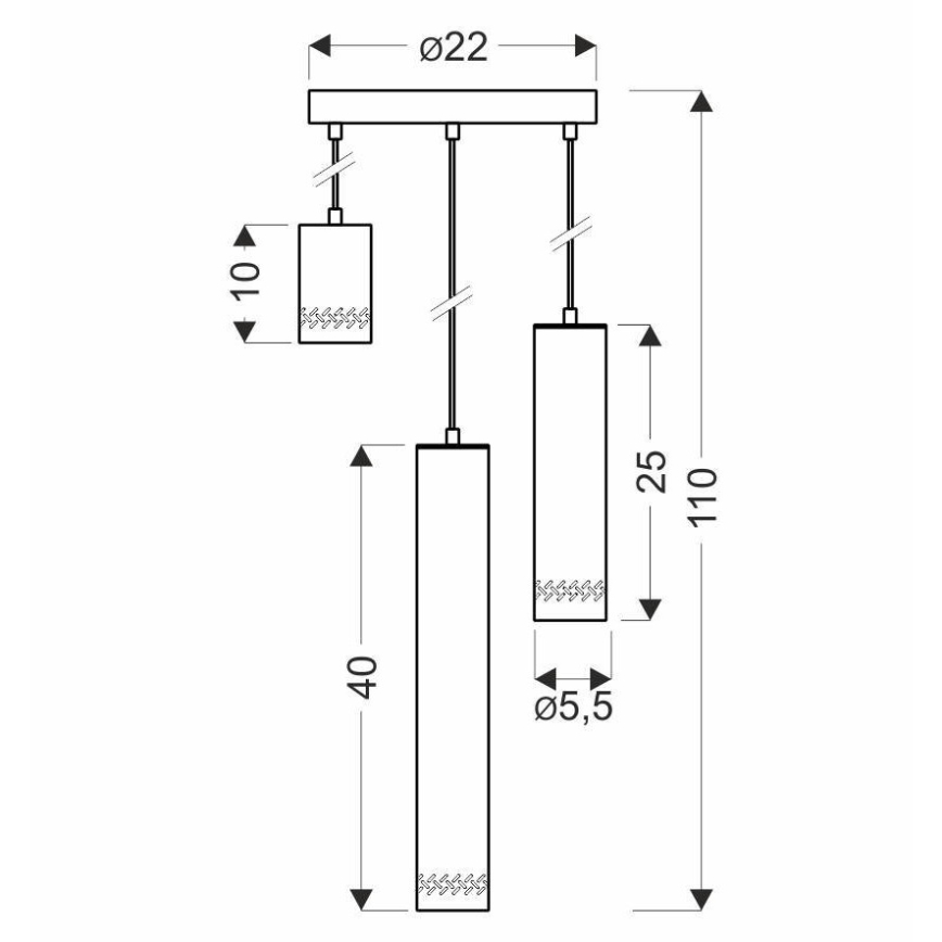 Lámpara colgante TUBO 3xGU10/25W/230V