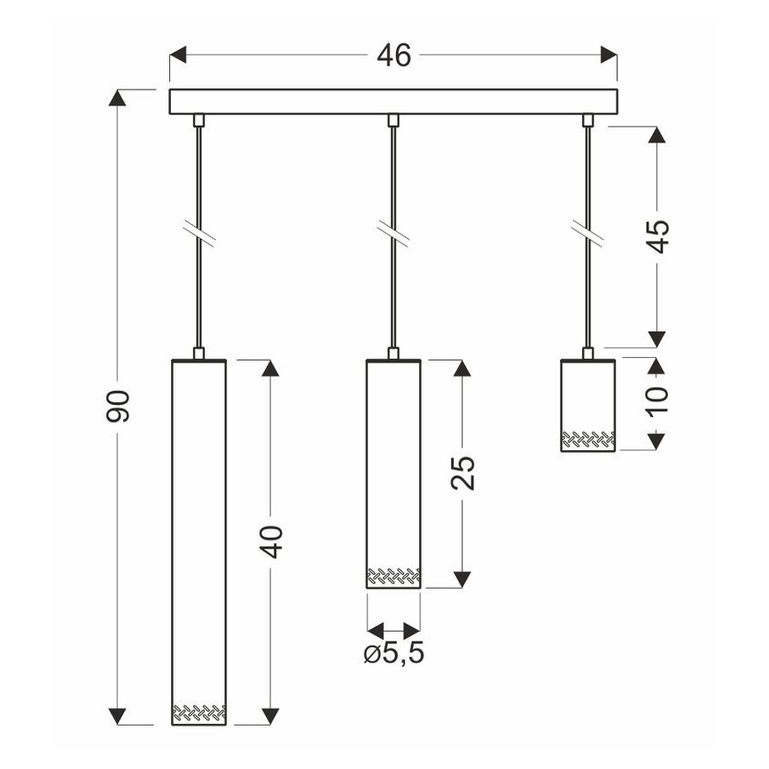 Lámpara colgante TUBO 3xGU10/25W/230V madera