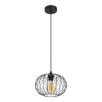 Lámpara de araña con cable CORRINI 1xE27/60W/230V Ø 25 cm negro/transparente