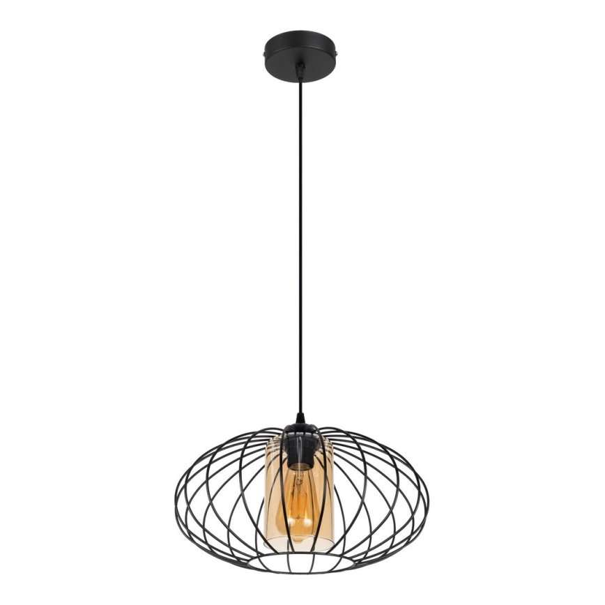 Lámpara de araña con cable CORRINI 1xE27/60W/230V Ø 34 cm negro/beige