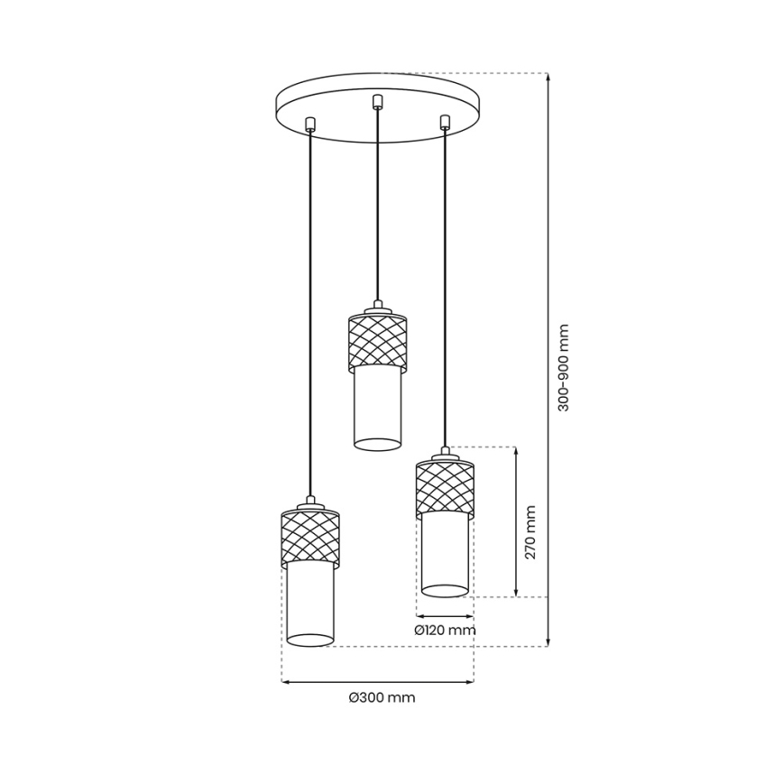 Lámpara de araña con cable GLAM 3xE27/60W/230V