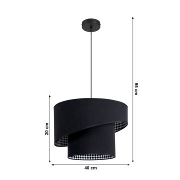 Lámpara de araña con cable LORI 1xE27/60W/230V negro