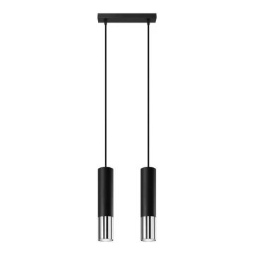 Lámpara de araña de cable LOOPEZ 2xGU10/40W/230V negro/cromado