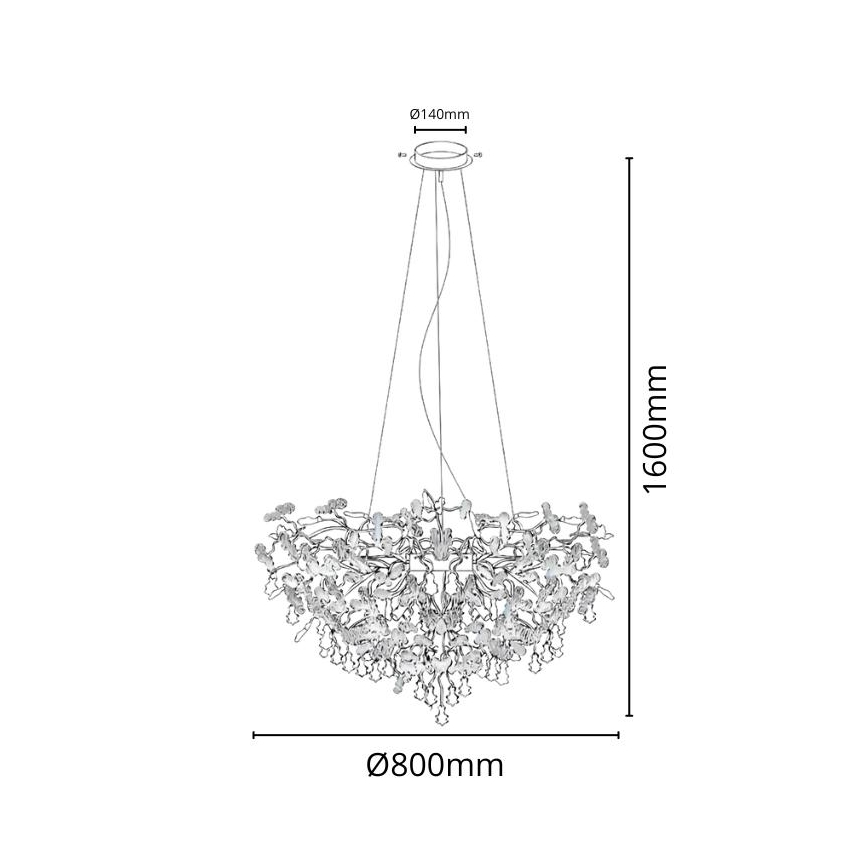 Lámpara de araña de cristal colgante 13xG9/40W/230V cromo