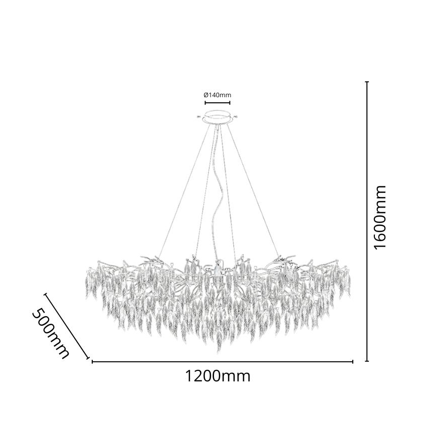 Lámpara de araña de cristal colgante 15xG9/40W/230V negro