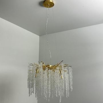 Lámpara de araña de cristal colgante 9xG9/40W/230V dorado