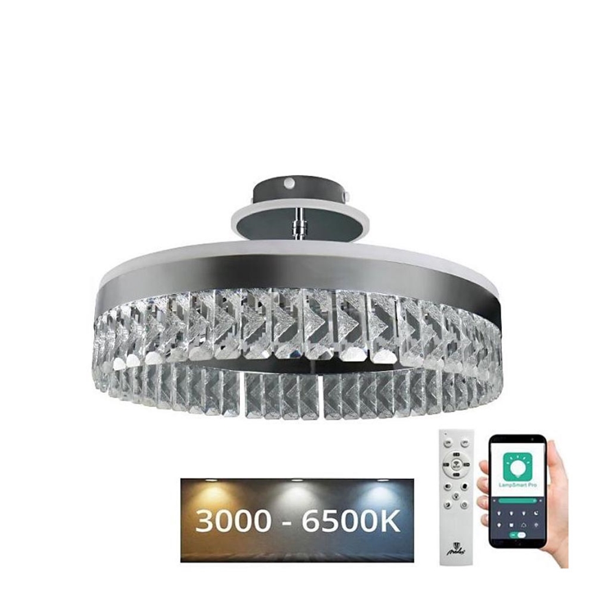 Lámpara de araña de cristal LED de superficie regulable LED/75W/230V 3000-6500K cromo + control remoto