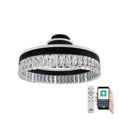 Lámpara de araña de cristal LED de superficie regulable LED/75W/230V 3000-6500K negro + control remoto