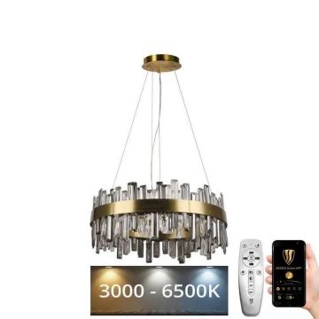 Lámpara de araña de cristal LED regulable con cable en cadena LED/80W/230V 3000-6500K + control remoto