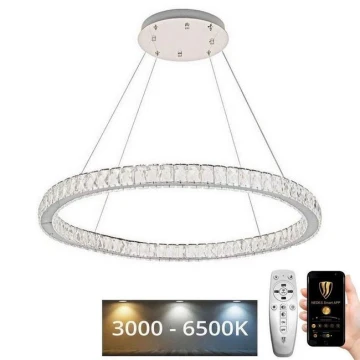 Lámpara de araña de cristal LED regulable en una cadena LED/100W/230V 3000-6500K plata + control remoto