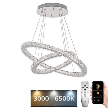Lámpara de araña de cristal LED regulable en una cadena LED/115W/230V 3000-6500K plata + control remoto