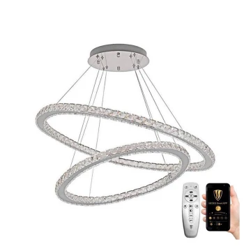 Lámpara de araña de cristal LED regulable en una cadena LED/160W/230V 3000-6500K plata + control remoto