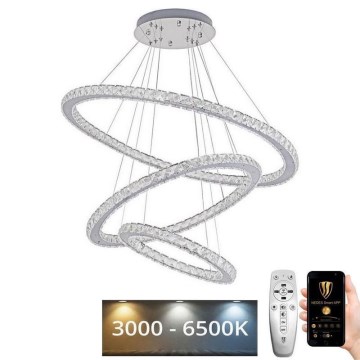 Lámpara de araña de cristal LED regulable en una cadena LED/210W/230V 3000-6500K plata + control remoto