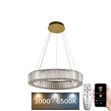 Lámpara de araña de cristal LED regulable en una cadena LED/40W/230V 3000-6500K cromo/dorado + control remoto