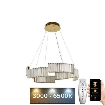 Lámpara de araña de cristal LED regulable en una cadena LED/40W/230V 3000-6500K dorado + mando a distancia