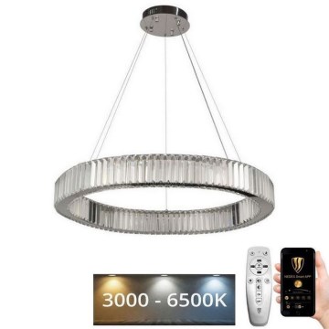 Lámpara de araña de cristal LED regulable en una cadena LED/50W/230V 3000-6500K cromo + control remoto