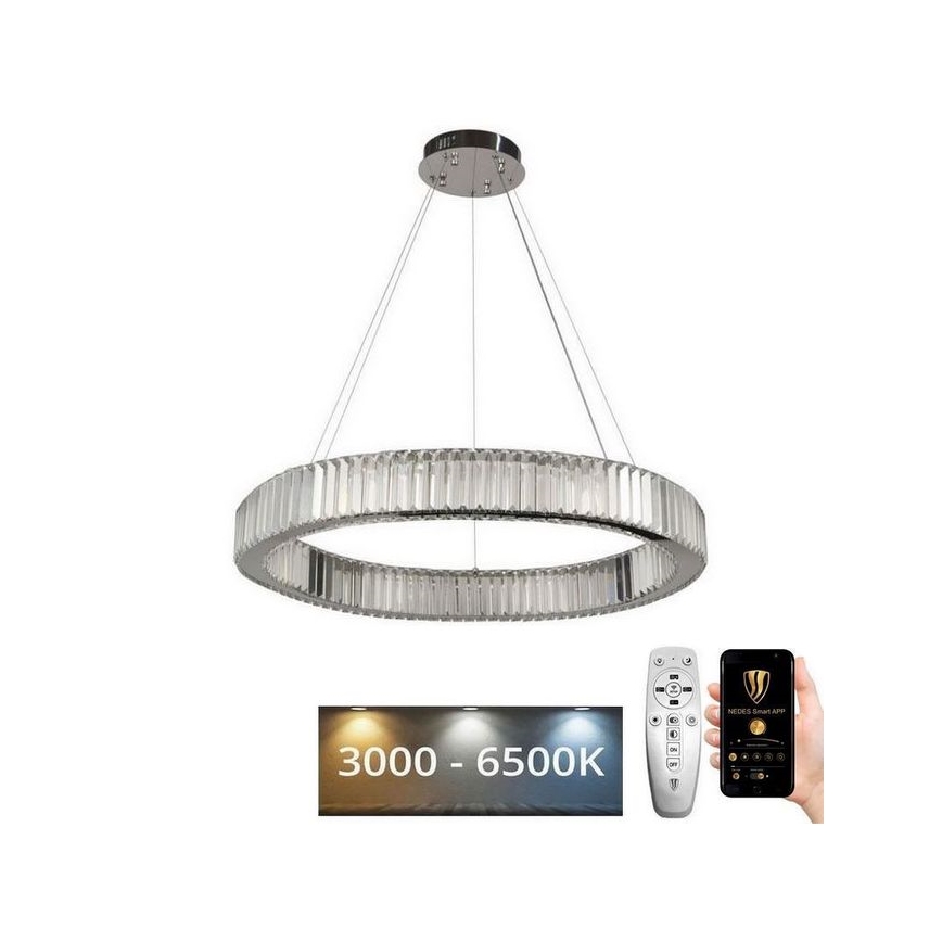 Lámpara de araña de cristal LED regulable en una cadena LED/50W/230V 3000-6500K cromo + control remoto