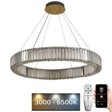 Lámpara de araña de cristal LED regulable en una cadena LED/50W/230V 3000-6500K cromo/dorado + control remoto