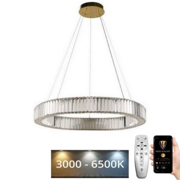 Lámpara de araña de cristal LED regulable en una cadena LED/50W/230V 3000-6500K cromo/dorado + control remoto
