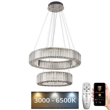 Lámpara de araña de cristal LED regulable en una cadena LED/65W/230V 3000-6500K cromo + control remoto