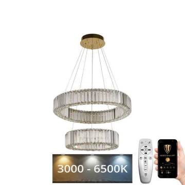 Lámpara de araña de cristal LED regulable en una cadena LED/65W/230V 3000-6500K cromo/dorado + control remoto