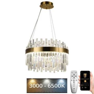 Lámpara de araña de cristal LED regulable en una cadena LED/70W/230V 3000-6500K dorado + control remoto