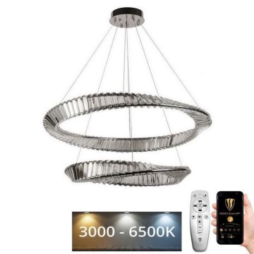 Lámpara de araña de cristal LED regulable en una cadena LED/90W/230V 3000-6500K cromo + control remoto