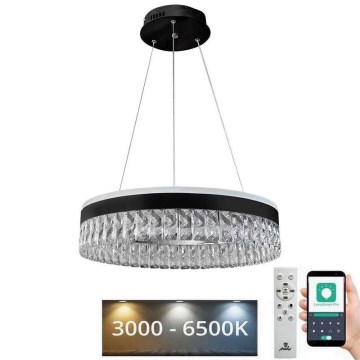 Lámpara de araña de cristal LED regulable en una cadena LED/90W/230V 3000-6500K negro + control remoto