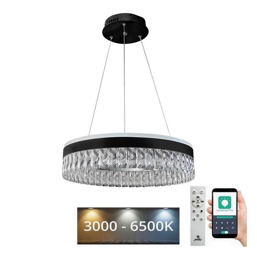 Lámpara de araña de cristal LED regulable en una cadena LED/90W/230V 3000-6500K negro + control remoto