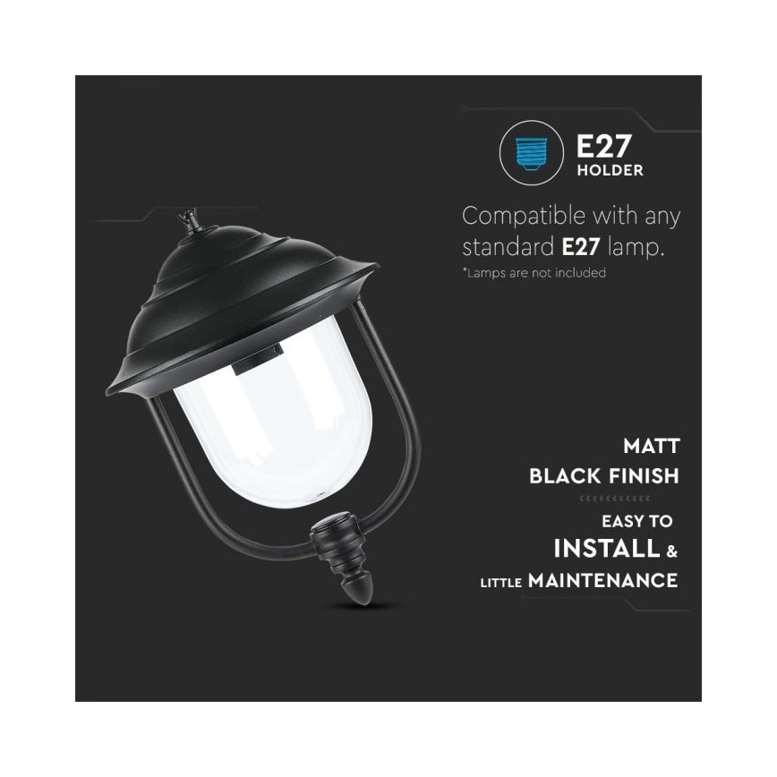 Lámpara de araña de exterior con cadena 1xE27/60W/230V IP44 negro