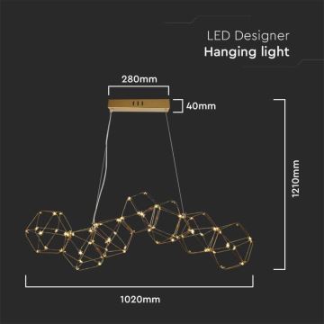 Lámpara de araña LED con cable LED/28W/230V 3000K dorado