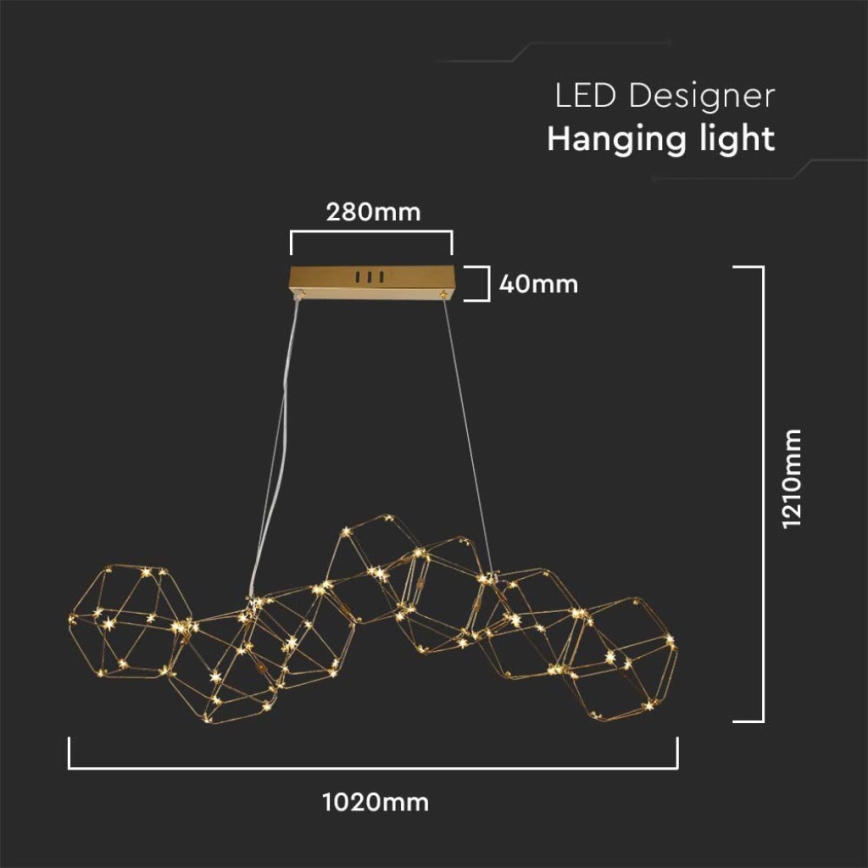 Lámpara de araña LED con cable LED/28W/230V 3000K dorado