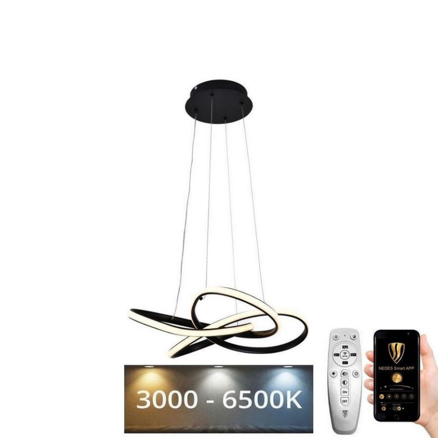 Lámpara de araña LED regulable LED/40W/230V 3000-6500K negro + control remoto