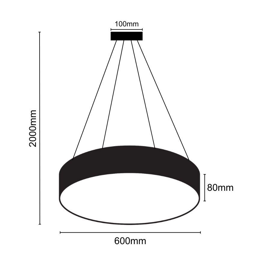 Lámpara de araña LED regulable LED/50W/230V 3000-6500K negro + control remoto