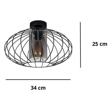 Lámpara de araña suspendida CORRINI 1xE27/60W/230V Ø 34 cm negro/gris