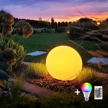 Lámpara de exterior LED RGB regulable GLOBO 1xE27/8,5W/230V d. 40 cm IP44 + control remoto