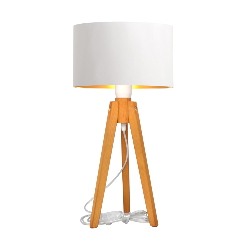Lámpara de mesa ALBA 1xE27/60W/230V blanco/dorado/roble
