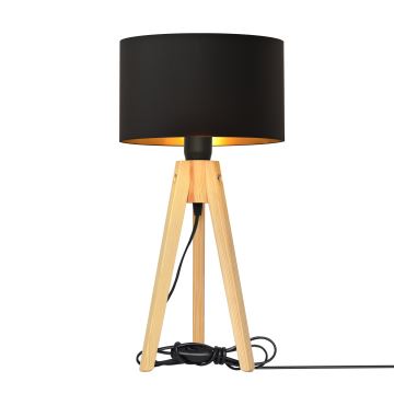 Lámpara de mesa ALBA 1xE27/60W/230V negro/dorado/pino